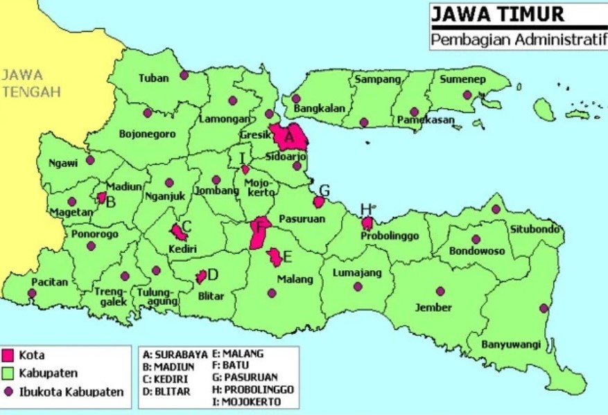Peta Jawa Timur: Demografi, Batas, dan Kota